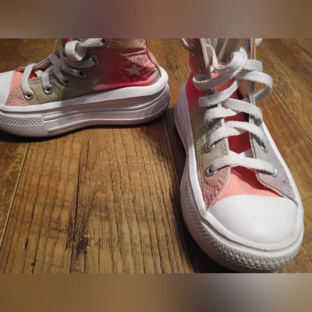 Converse Pink and Green High-Top Sneakers with Chunky Sole - Picture 14 of 16